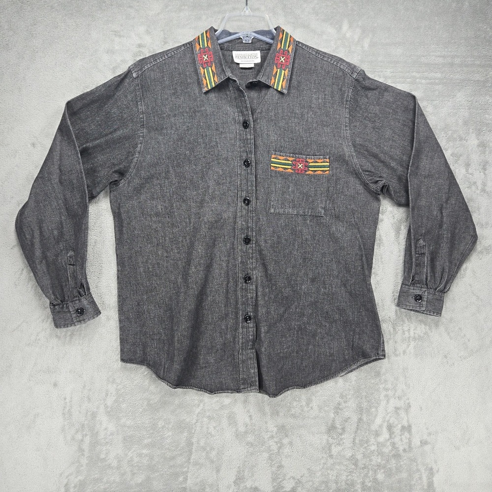 Pendleton Sophisticates Knockabouts‎ Womem's Sz 12 Aztec Embroidered Denim EUC